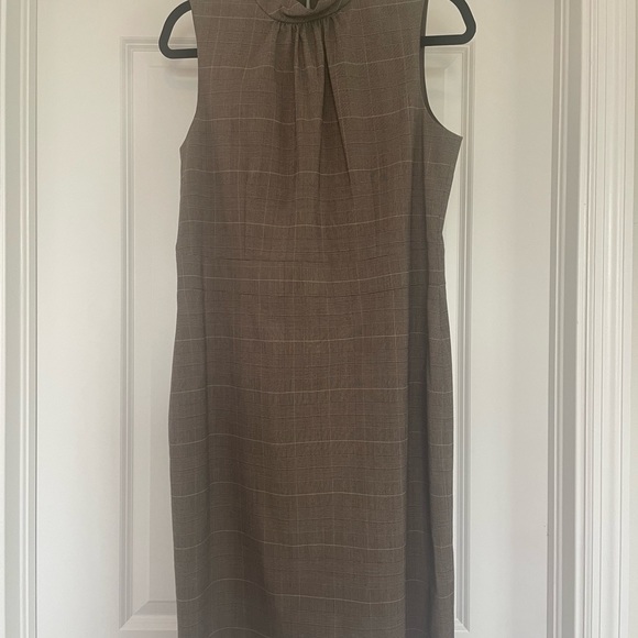 Michael Kors Plaid Belted Sleeveless Midi Dress Brown Size 12 - Picture 3 of 12